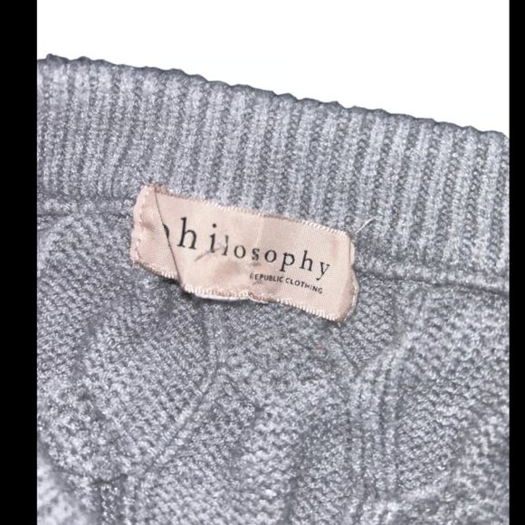 Philosophy women’s grey cable knit sweater S - Picture 5 of 6